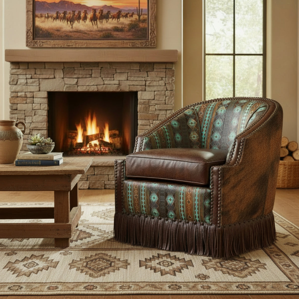 Umatilla Native Leather Swivel Chair – American Made – Your Western Decor
