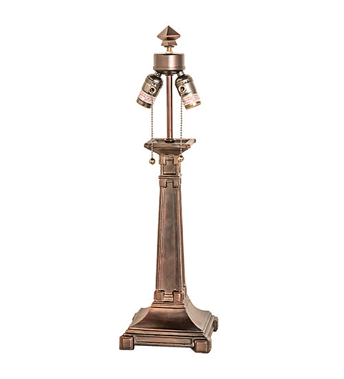 Valencia Turquoise Mission table lamp base with dual bulb socket and pull chains in bronze finish