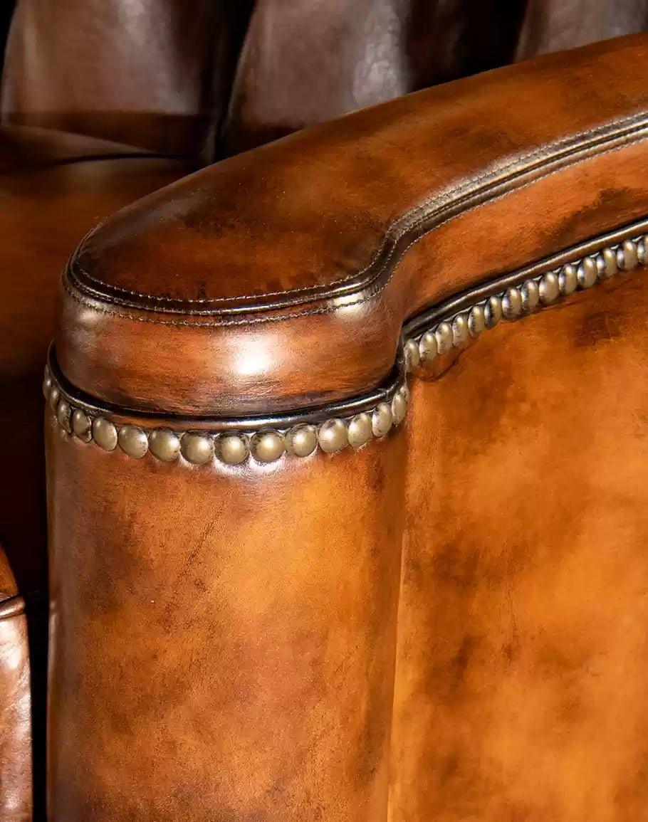 American made Victorian Style Tuft Leather Sofa - Your Western Decor