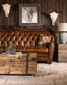 American made Victorian Style Tuft Leather Sofa - Your Western Decor