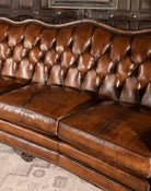 American made Victorian Style Tuft Leather Sofa - Your Western Decor