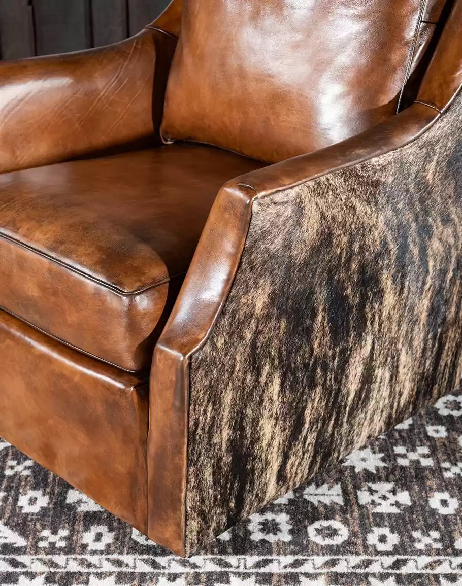 Western Cowhide & Leather Swivel Chair - Your Western Decor