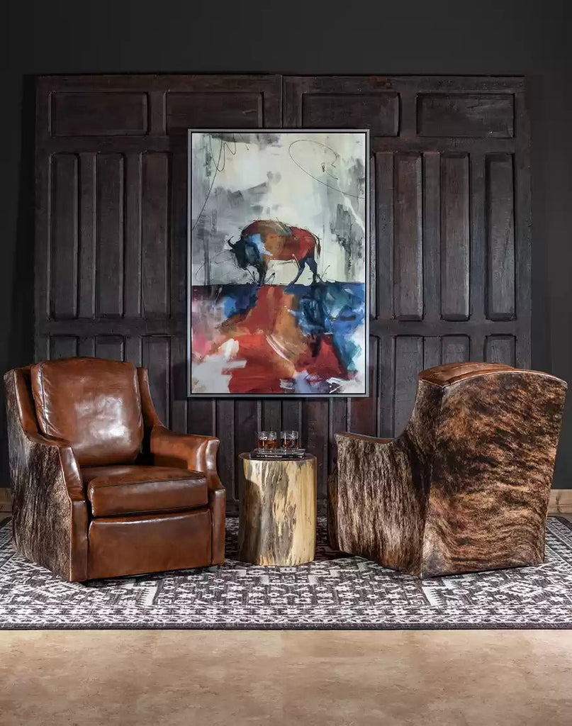 Western Cowhide & Leather Swivel Chairs - Your Western Decor