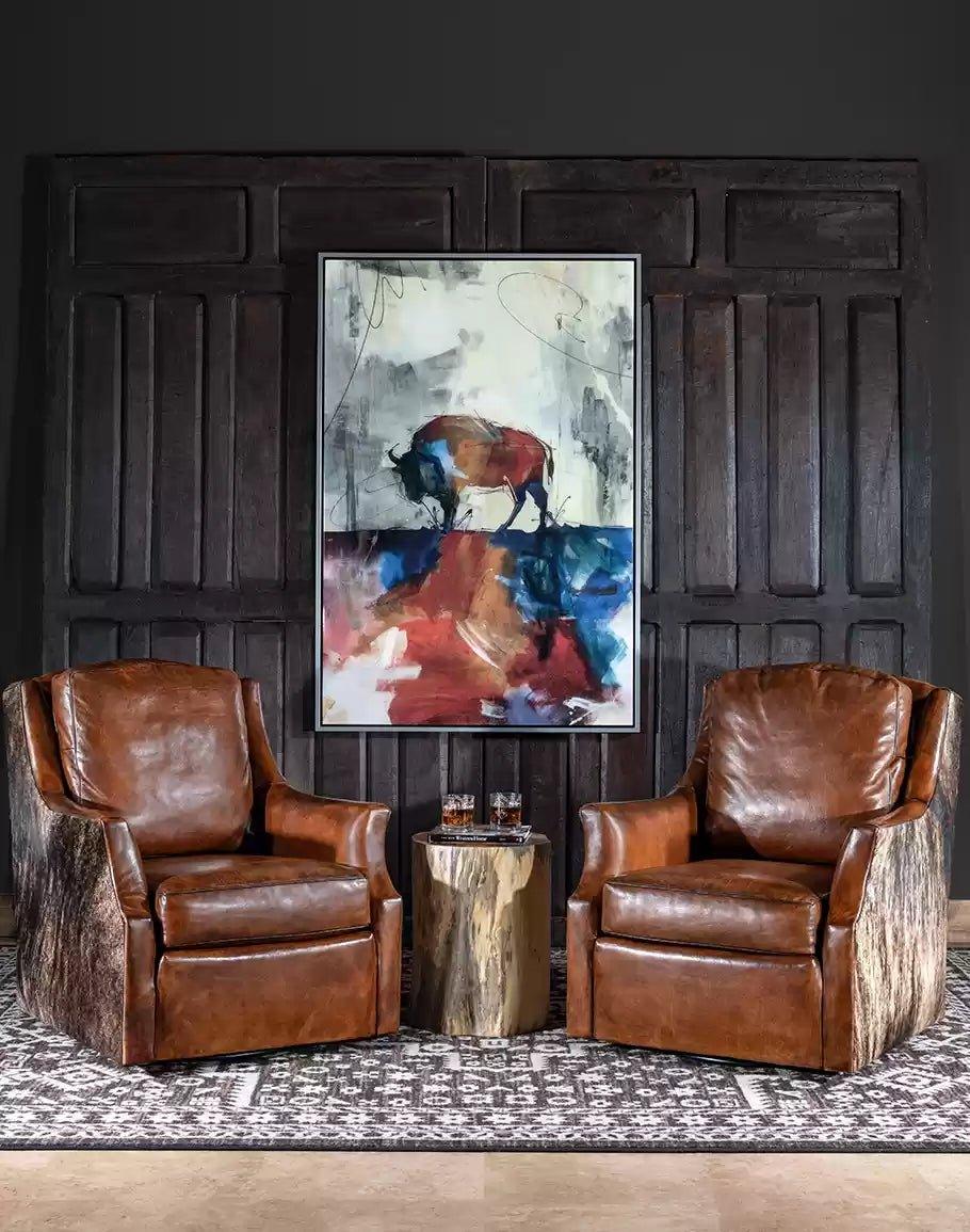 Western Cowhide & Leather Swivel Chairs - Your Western Decor