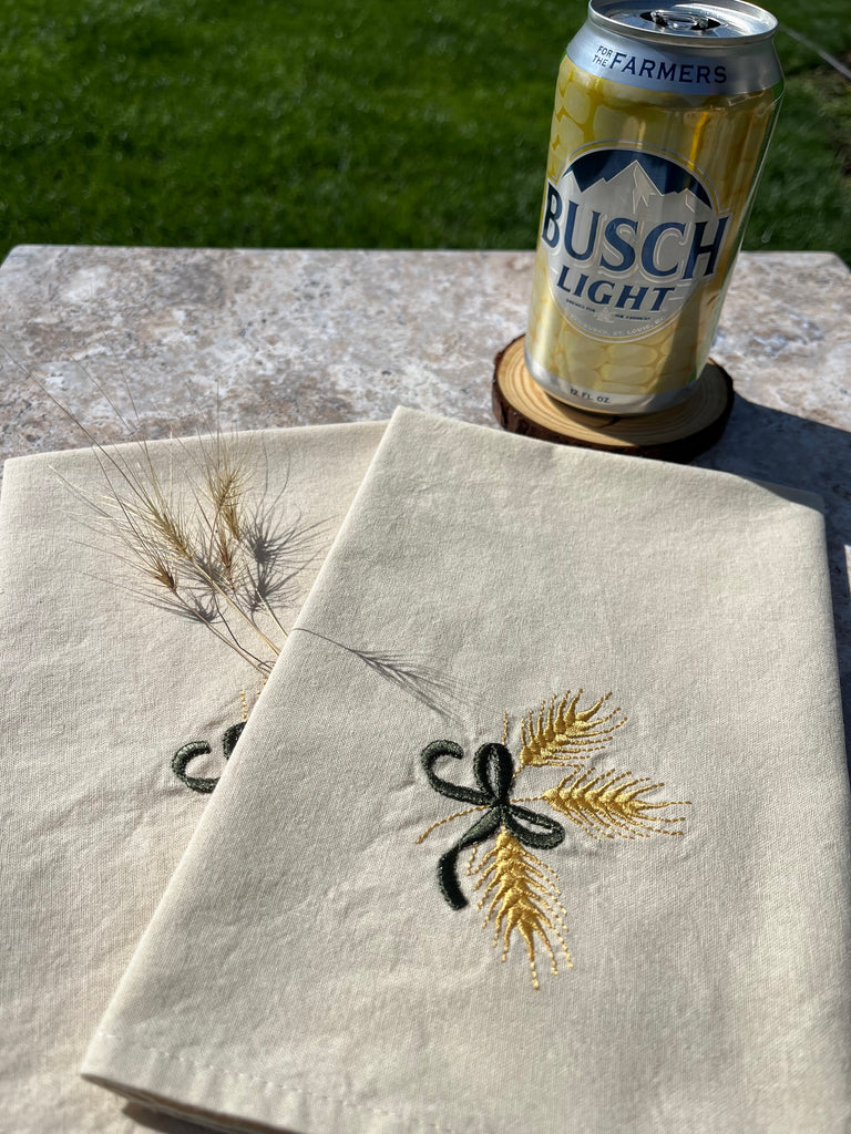 For the Farmers, wheat embroidered cloth napkins from Your Western Decor