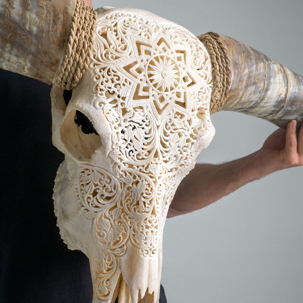 Mandala Carved Longhorn Skull - Your Western Decor