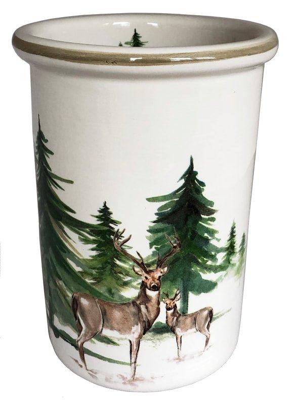 Wild Evergreen Utensil Holder | Coastal Compass Home Decor