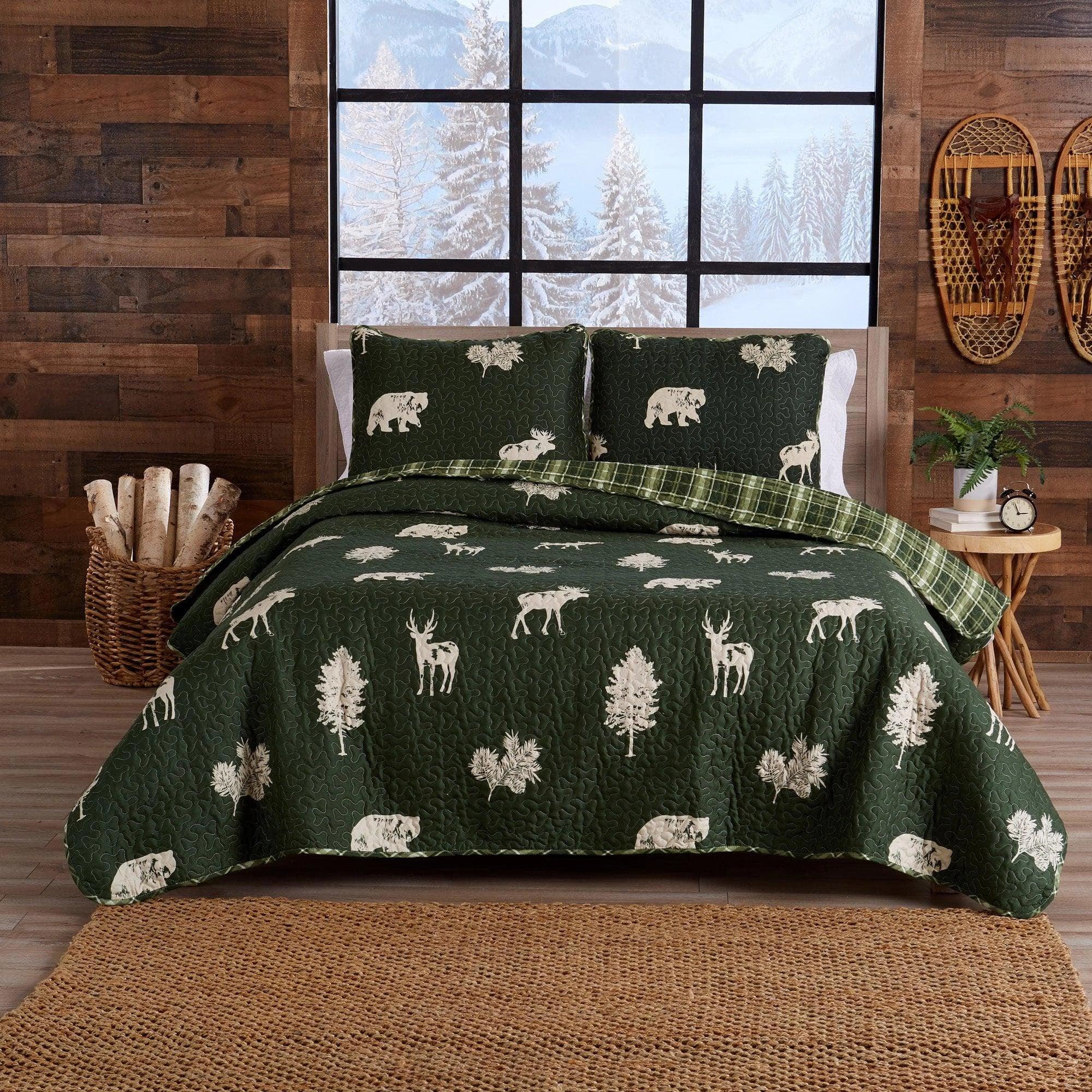 Wildlife Lodge Quilt Set Green - Your Western Decor