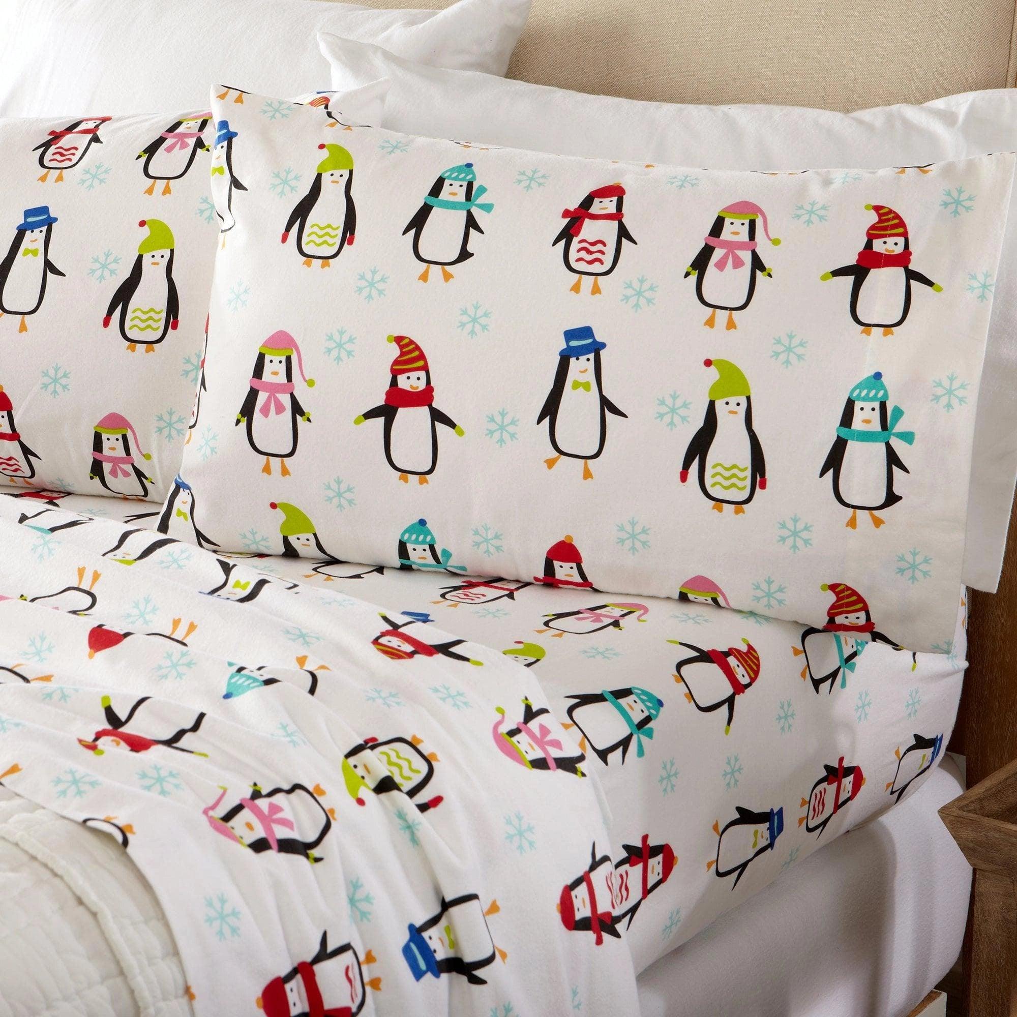 Winter Penguins Cotton Flannel Sheets - Your Western Decor