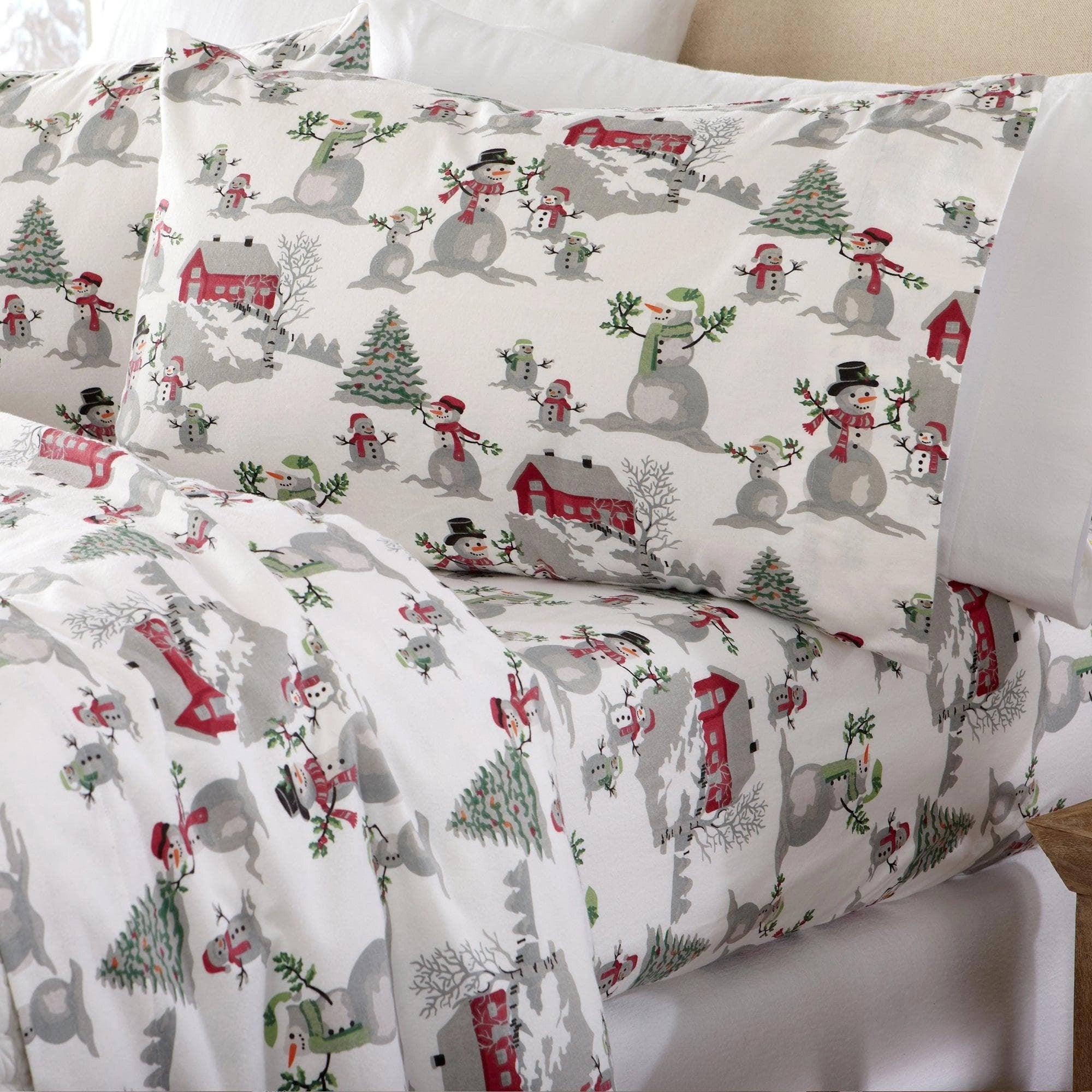 Cotton flannel winter sheets with snow scene - Your Western Decor