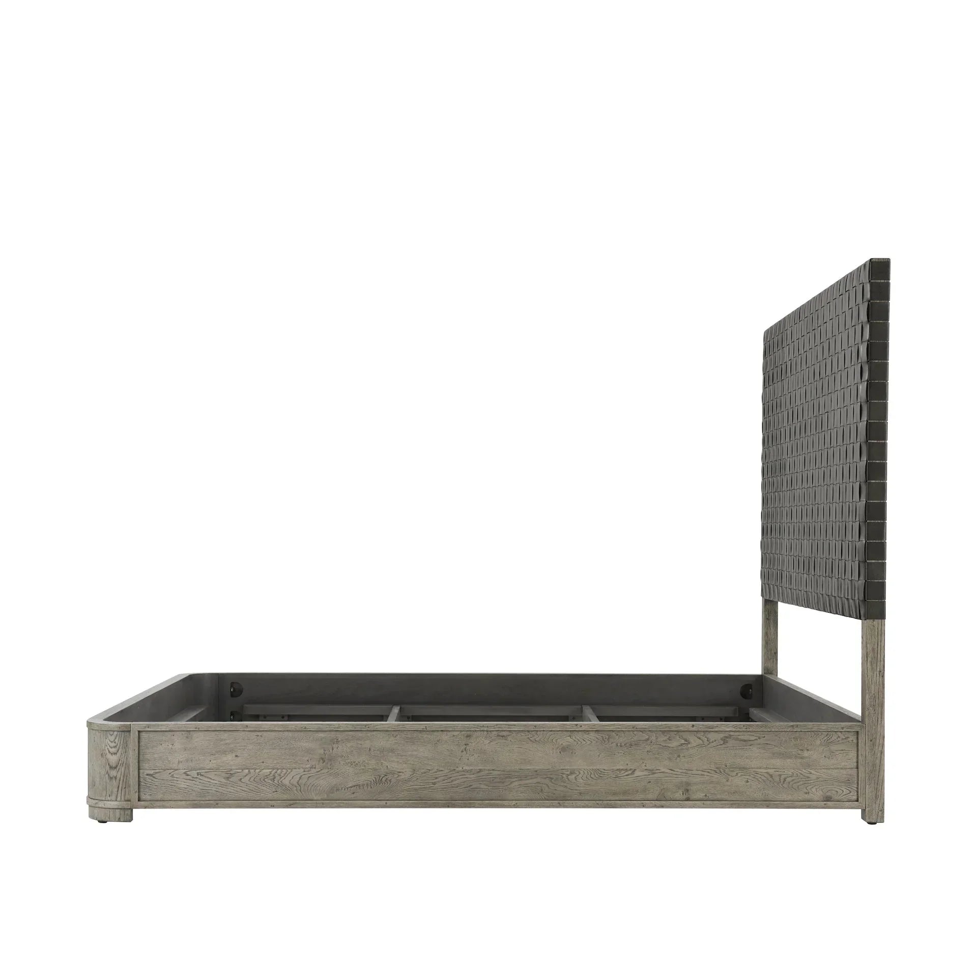 Western style leather headboard bed in great oak finish