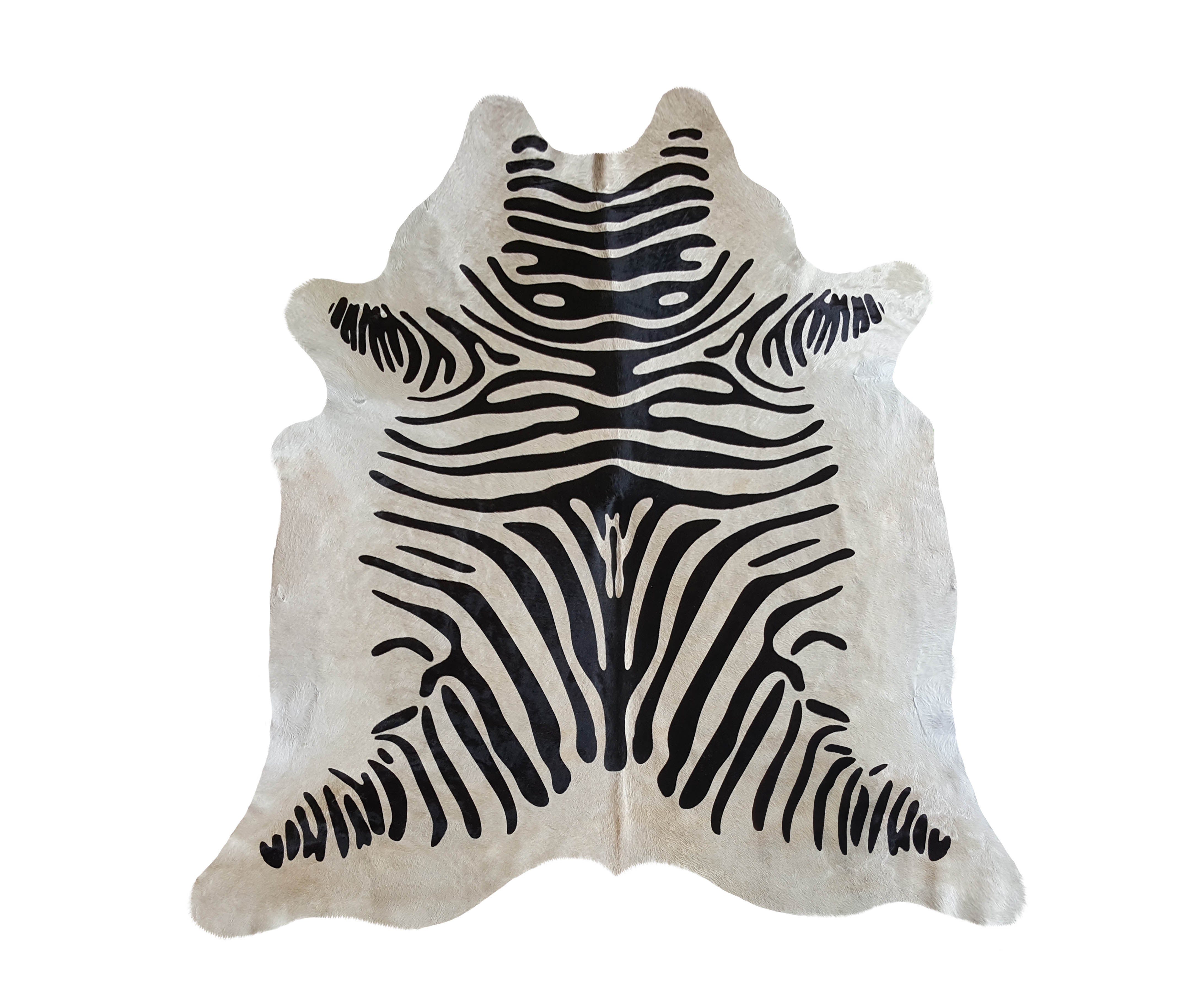 Stenciled cowhide black zebra stripes on off-white cowhide - Your Western Decor