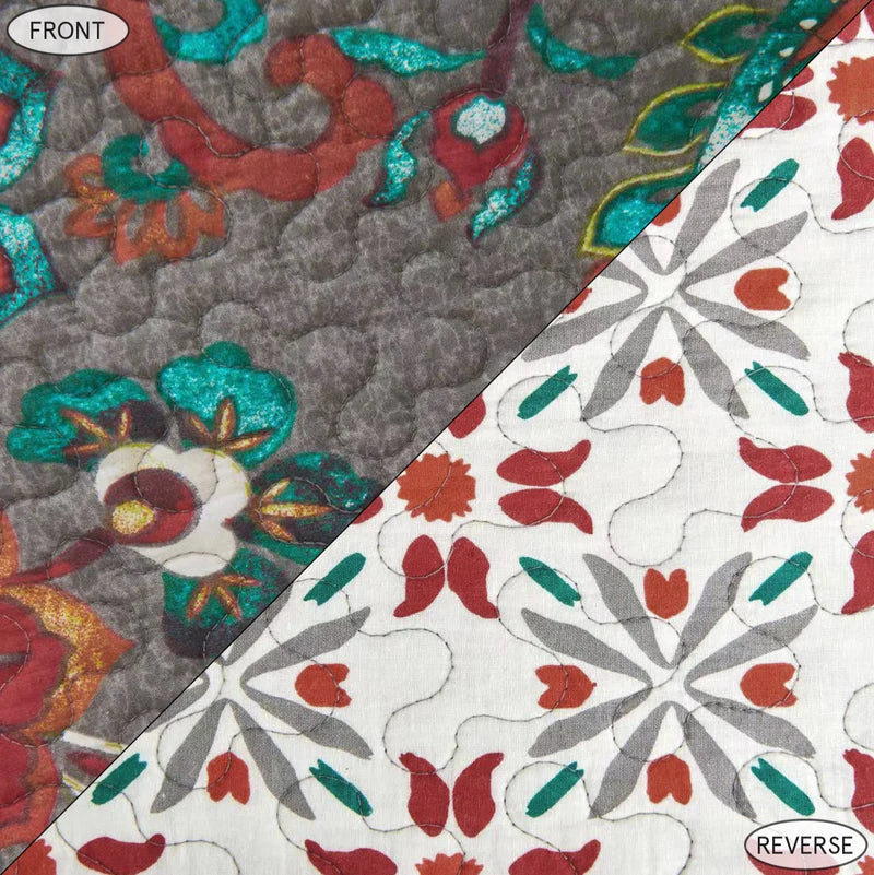 Addy reversible paisley quilt set in grey/teal - Your Western Decor