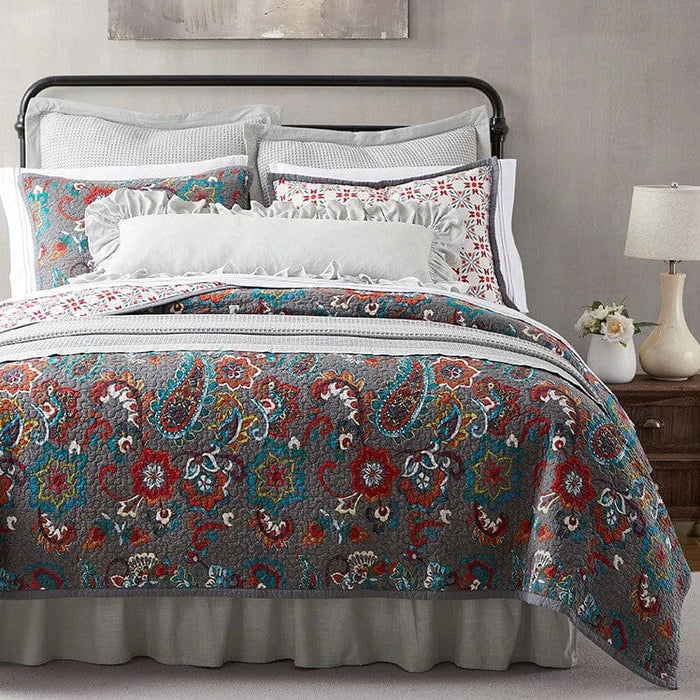 Addy paisley quilt set in grey/teal - Your Western Decor