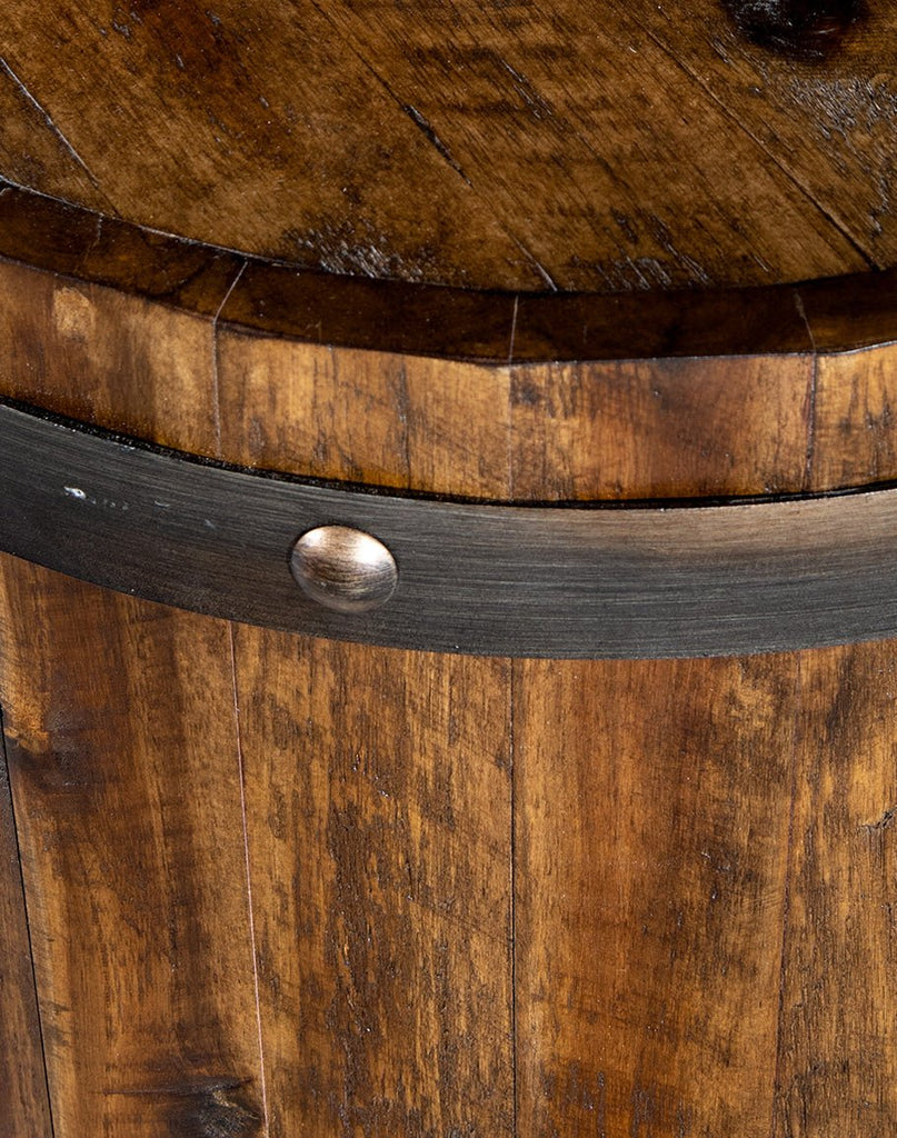 Acacia Wood Rustic Barrel Side Table - Your Western Decor