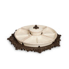 Acanthus Estate Stoneware Crudité Server with rotating lazy Susan base.