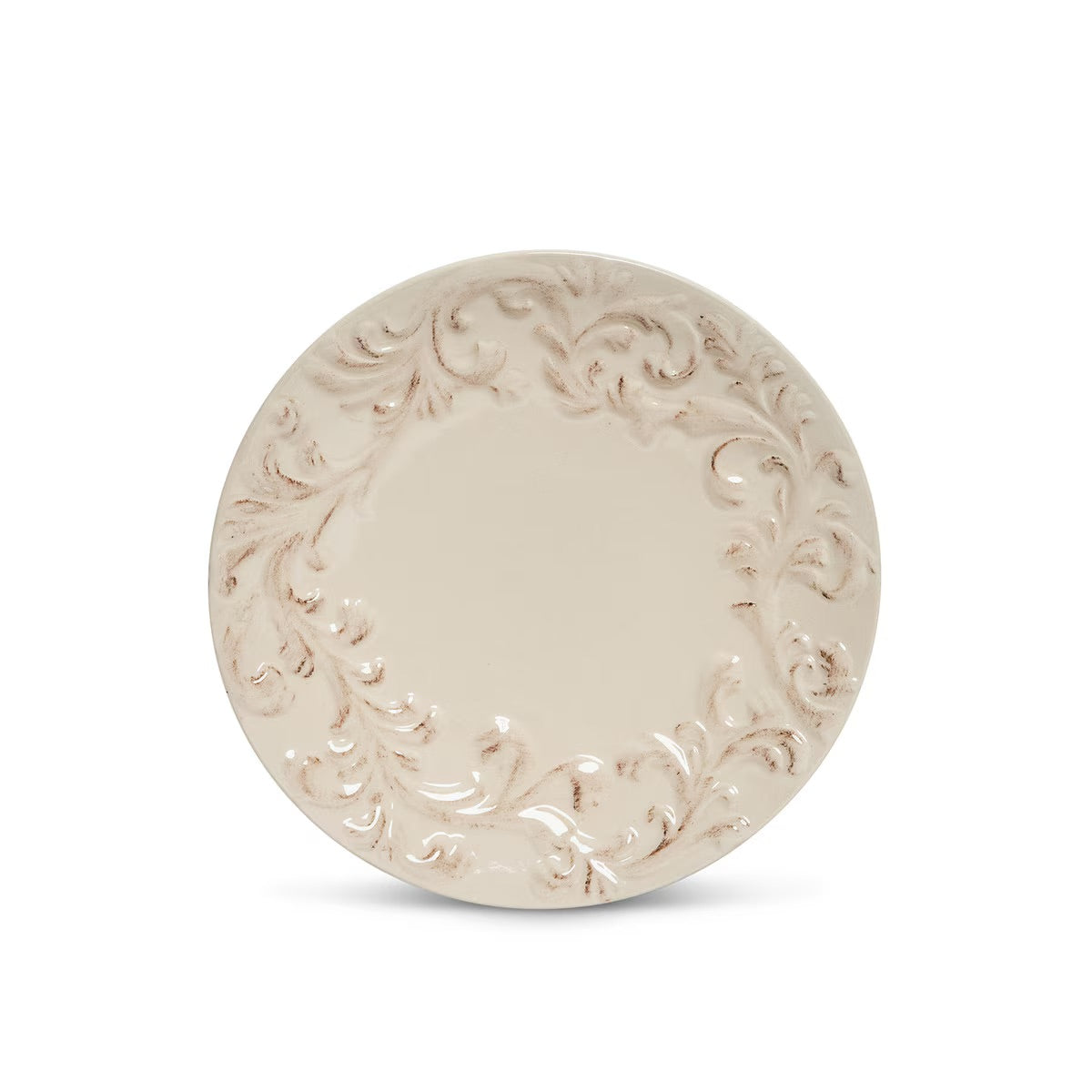 Acanthus Estate embossed stoneware salad plate.