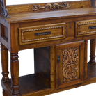 Rustic carved wood console with mirror for Southwestern interiors