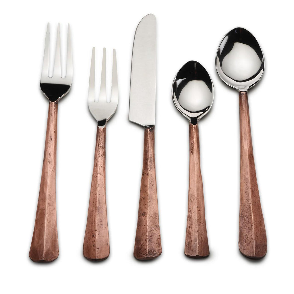 Aged copper handled, stainless steel flatware - Your Western Decor