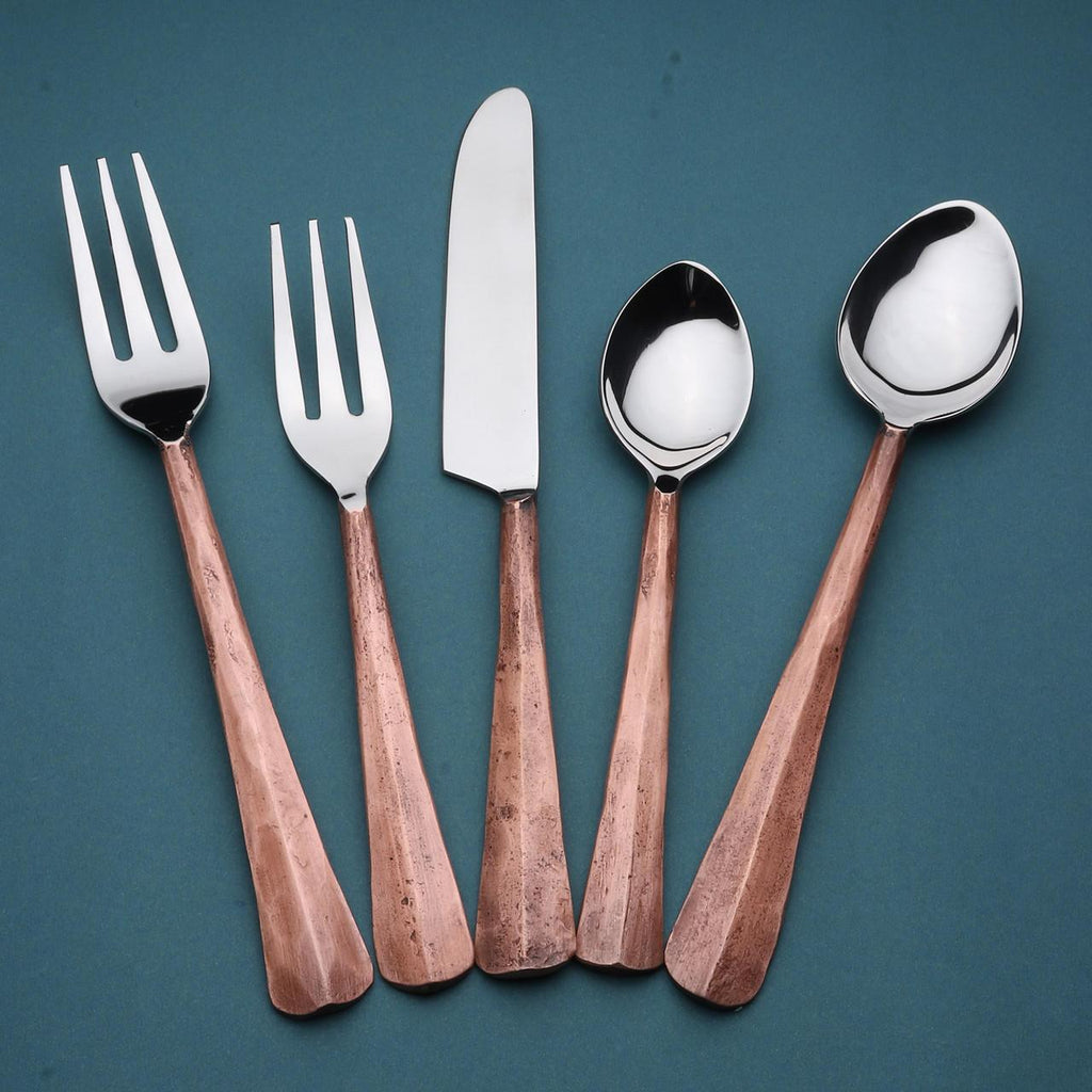 5-pc aged copper handled flatware - Your Western Decor