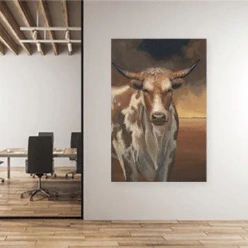 Wall art on wall of steer - Your Western Decor