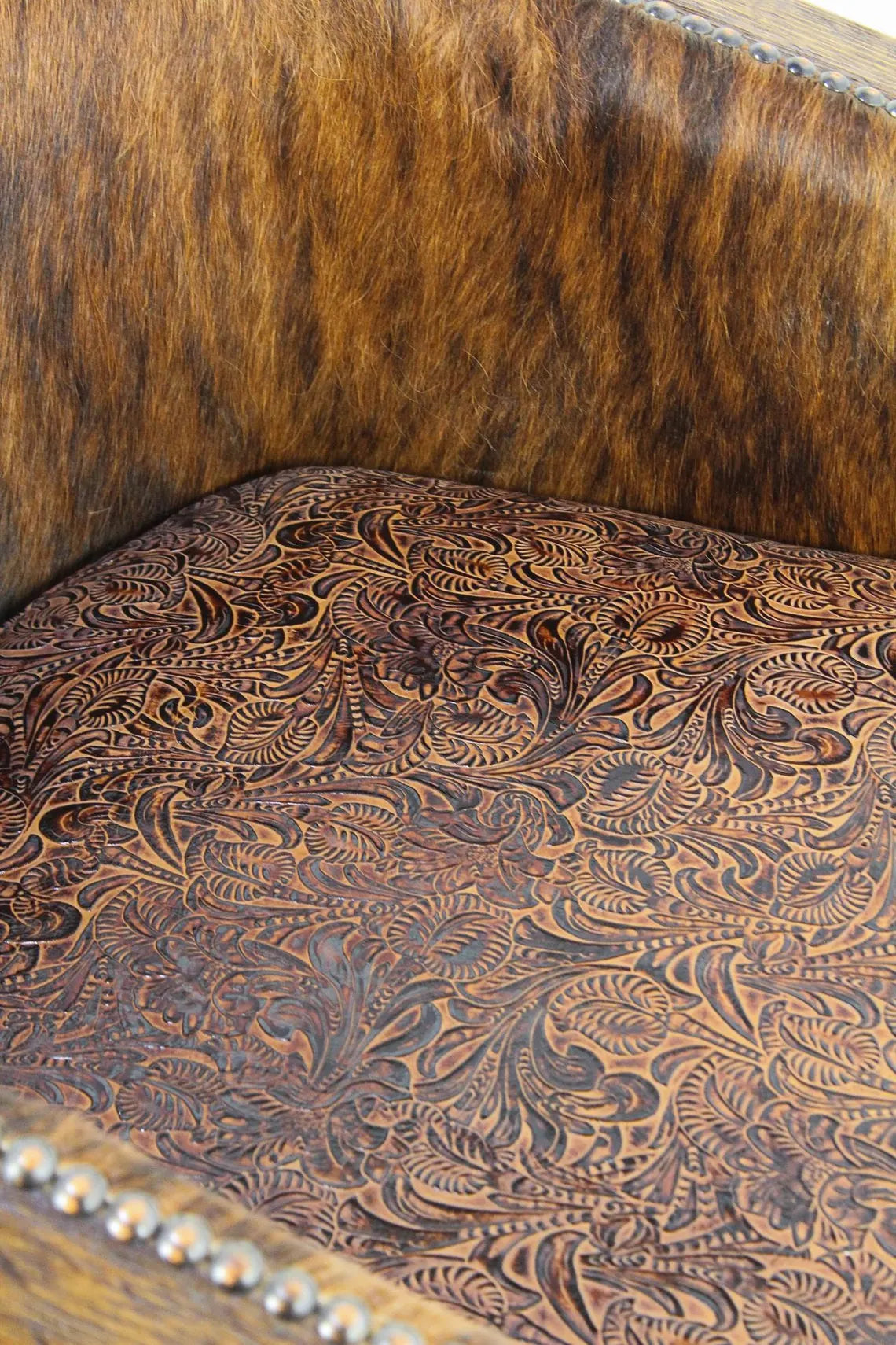 Embossed leather seat cushion - Your Western Decor