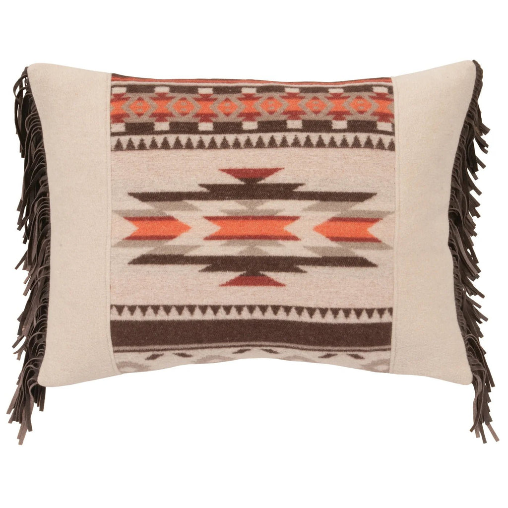 Alamosa Southwest Pillow Sham with leather fringe made in the USA - Your Western Decor