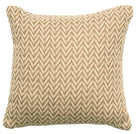 A square throw pillow featuring a woven chevron pattern in beige and brown, shown against a plain white background.