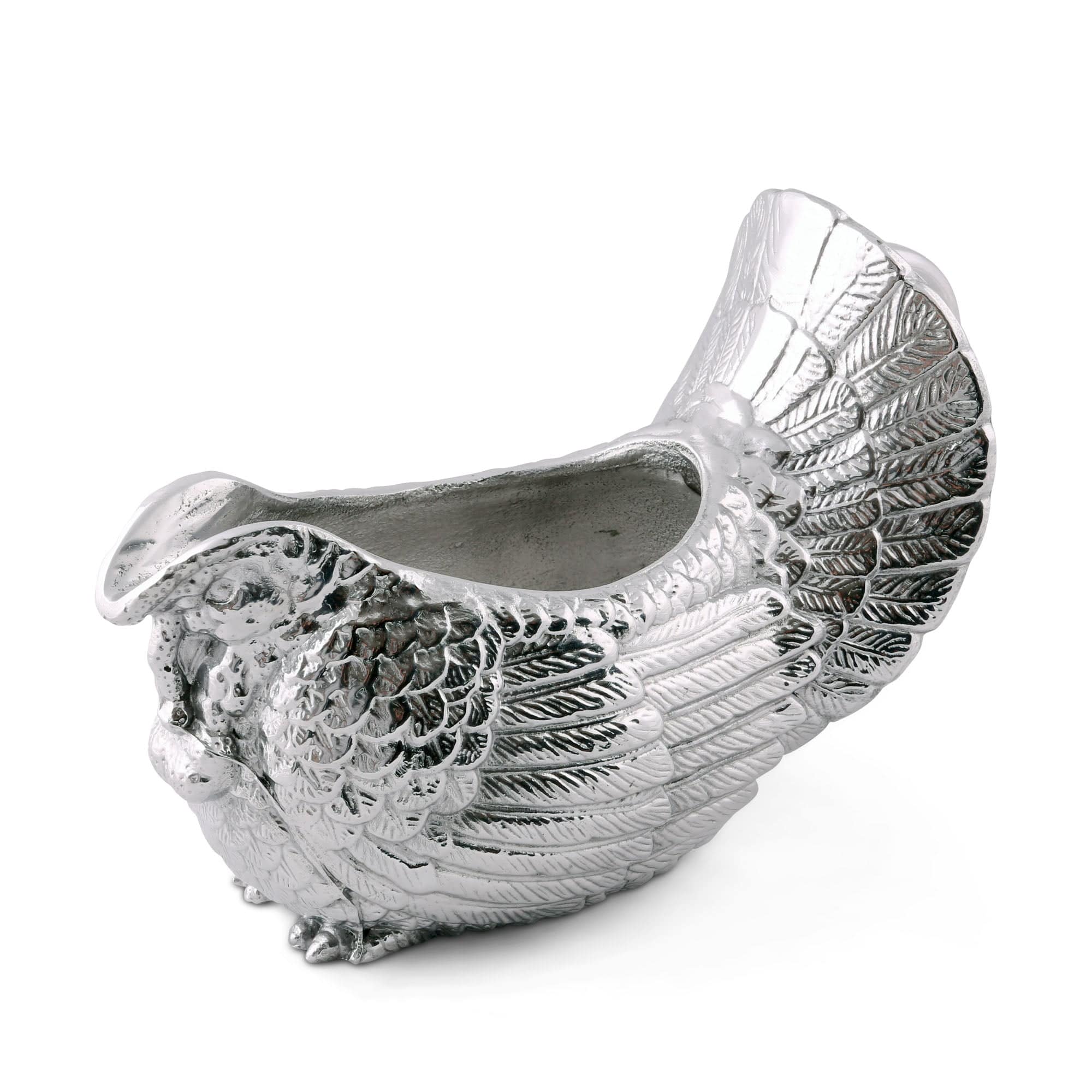 Carved aluminum turkey design gravy boat - Your Western Decor