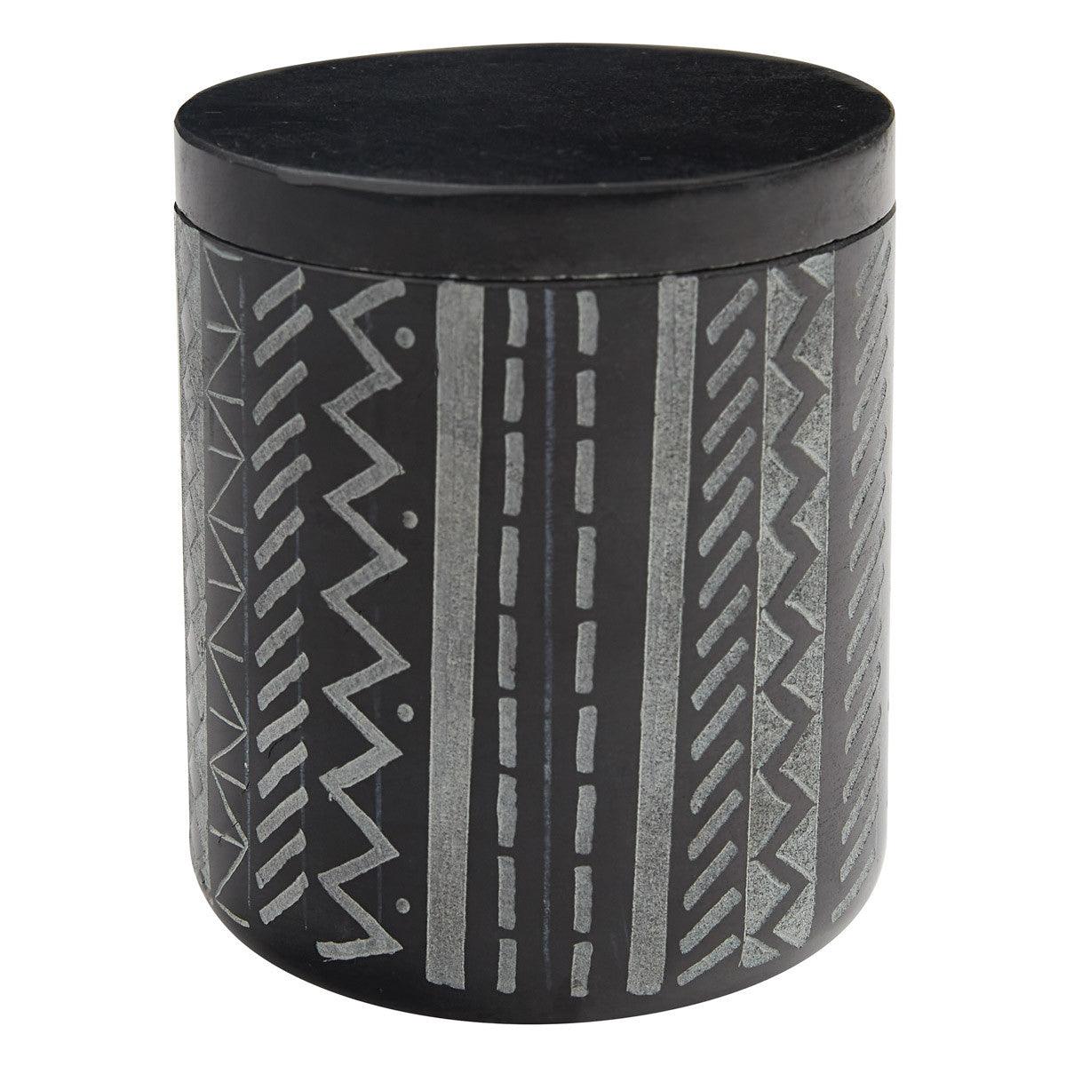 Black Aztec bath canister with lid - Your Western Decor