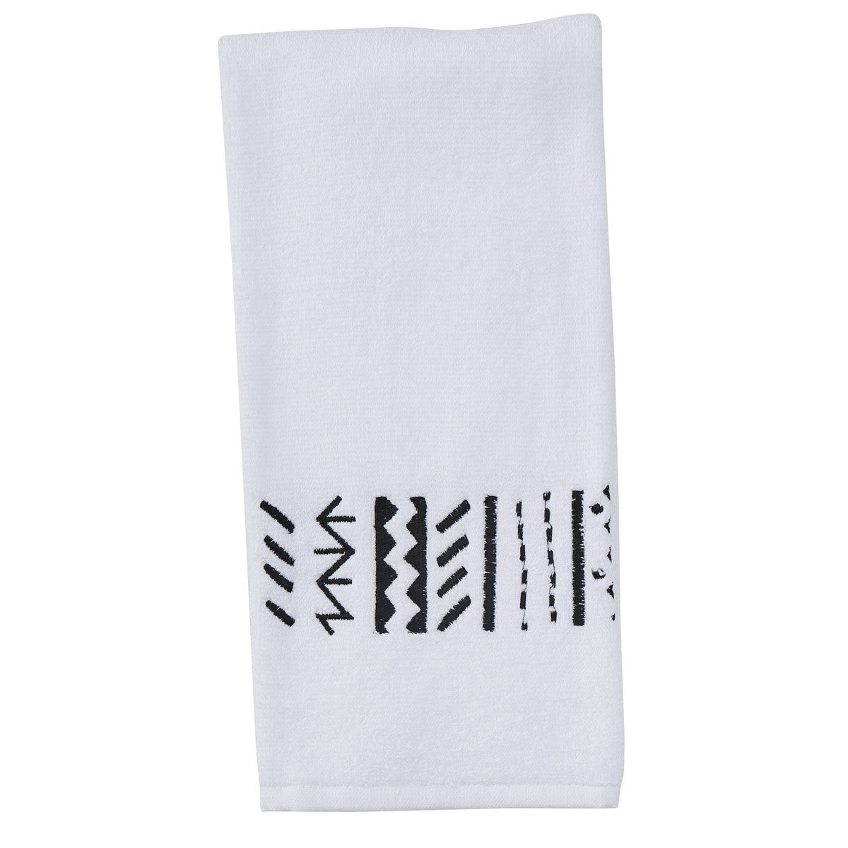 White with black embroidery Amaya Aztec Fingertip Towel - Your Western Decor