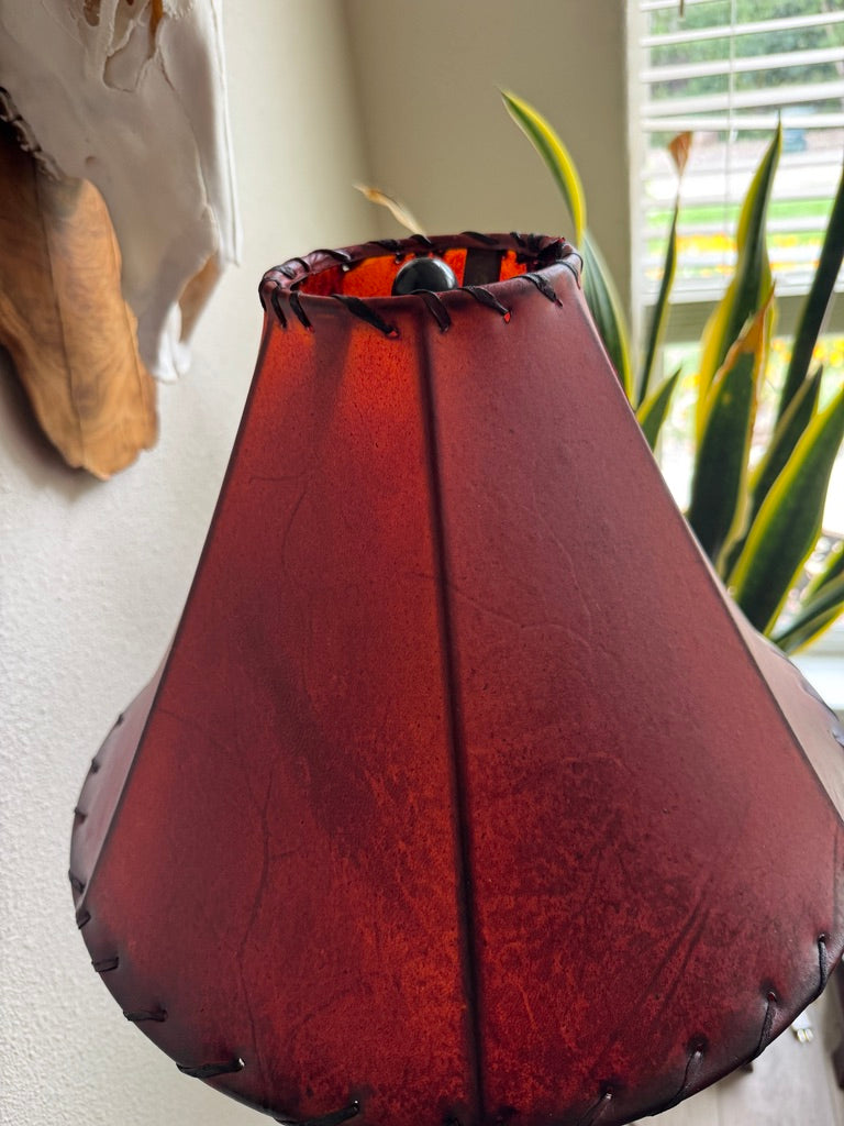 Amber rawhide lamp shade top 