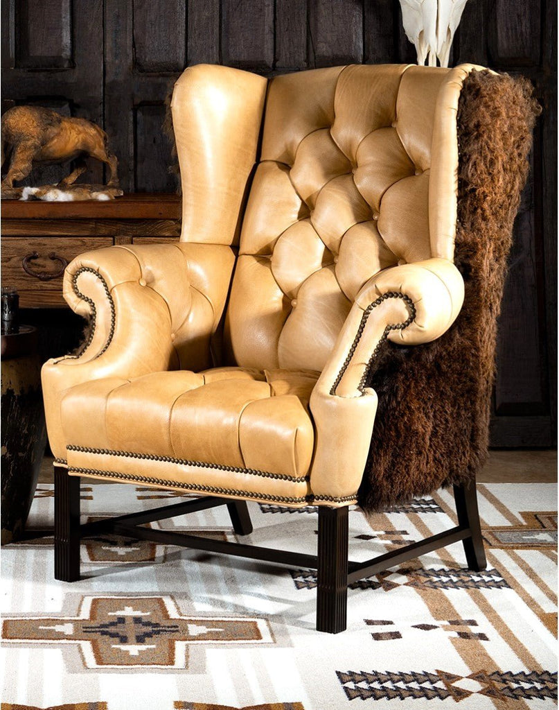 American Bison Tufted Leather Arm Chair made in the USA - Your Western Decor