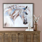 Andalusian Horse Art, white horse painting on canvas with wood fame - Your Western Decor