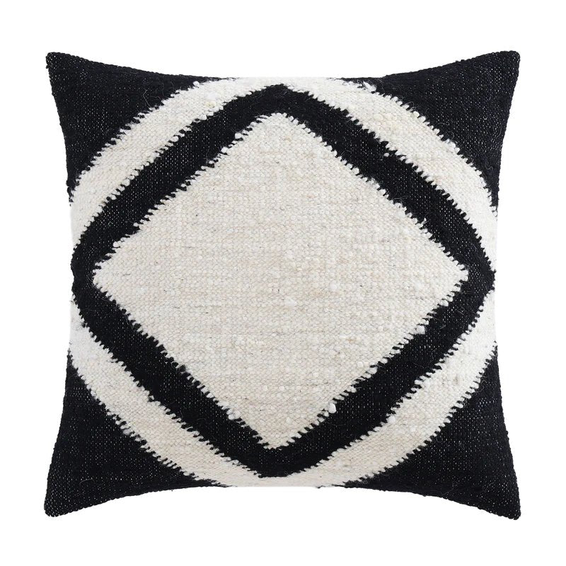 Black and White Antigua Handwoven Wool Throw Pillow - Your Western Decor