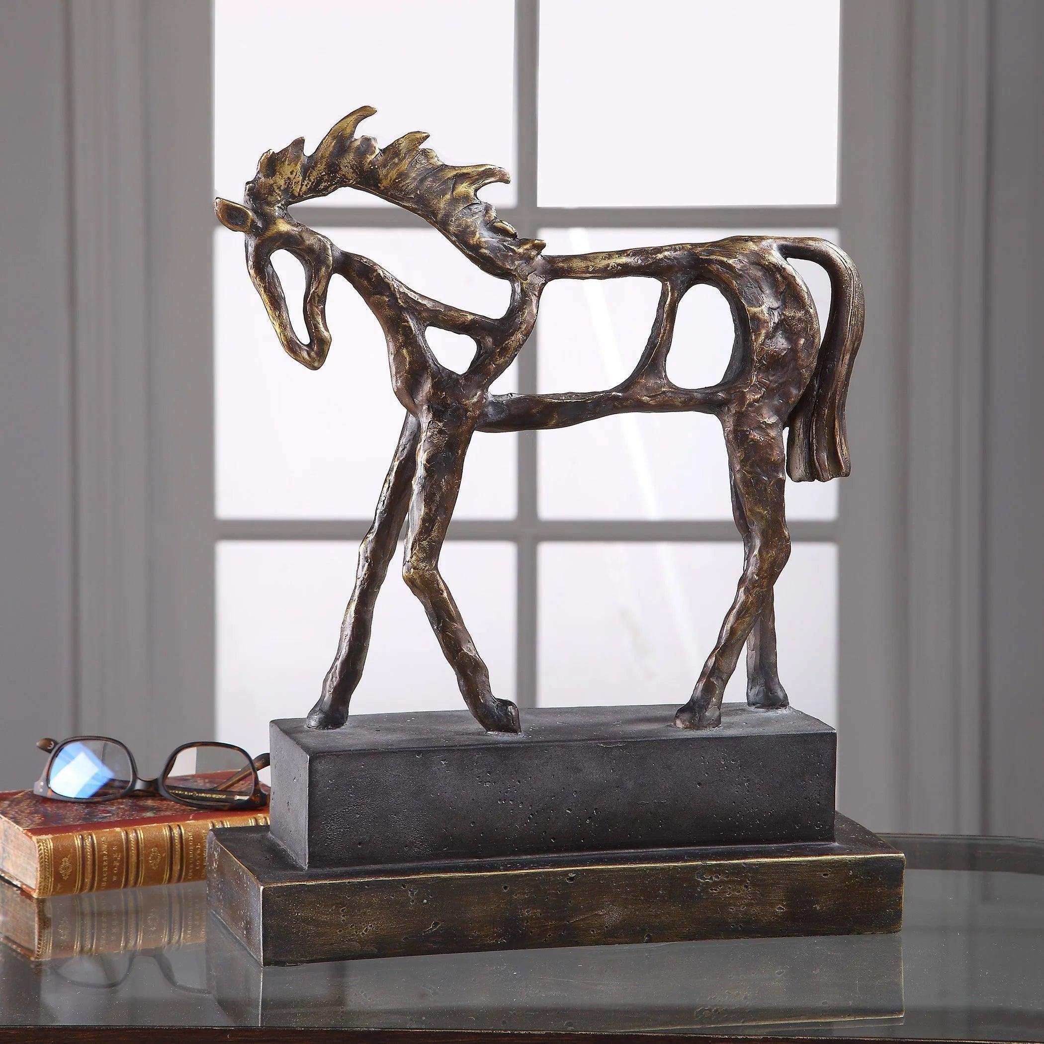 Antiqued Bronze Horse Sculpture - Your Western Decor