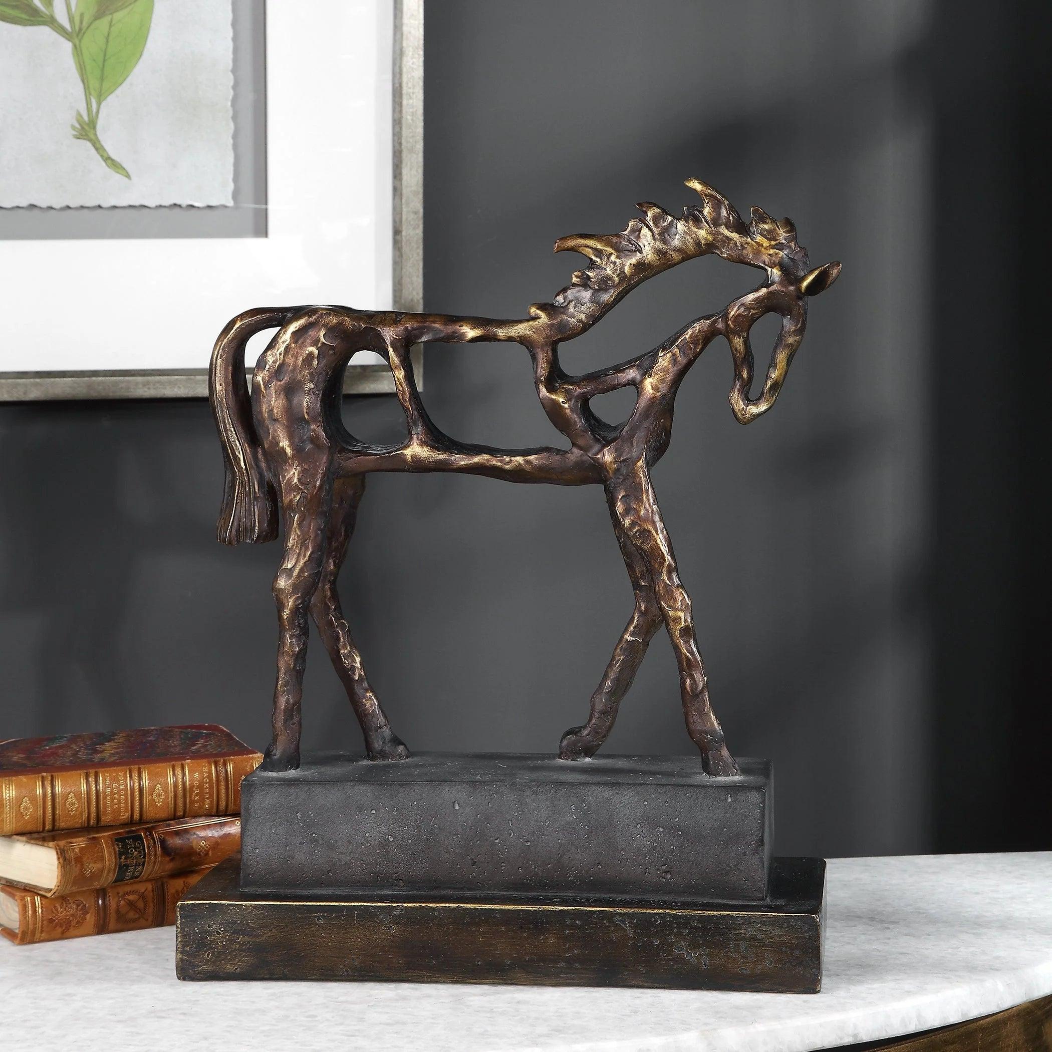 Antiqued Bronze Horse Sculpture - Your Western Decor