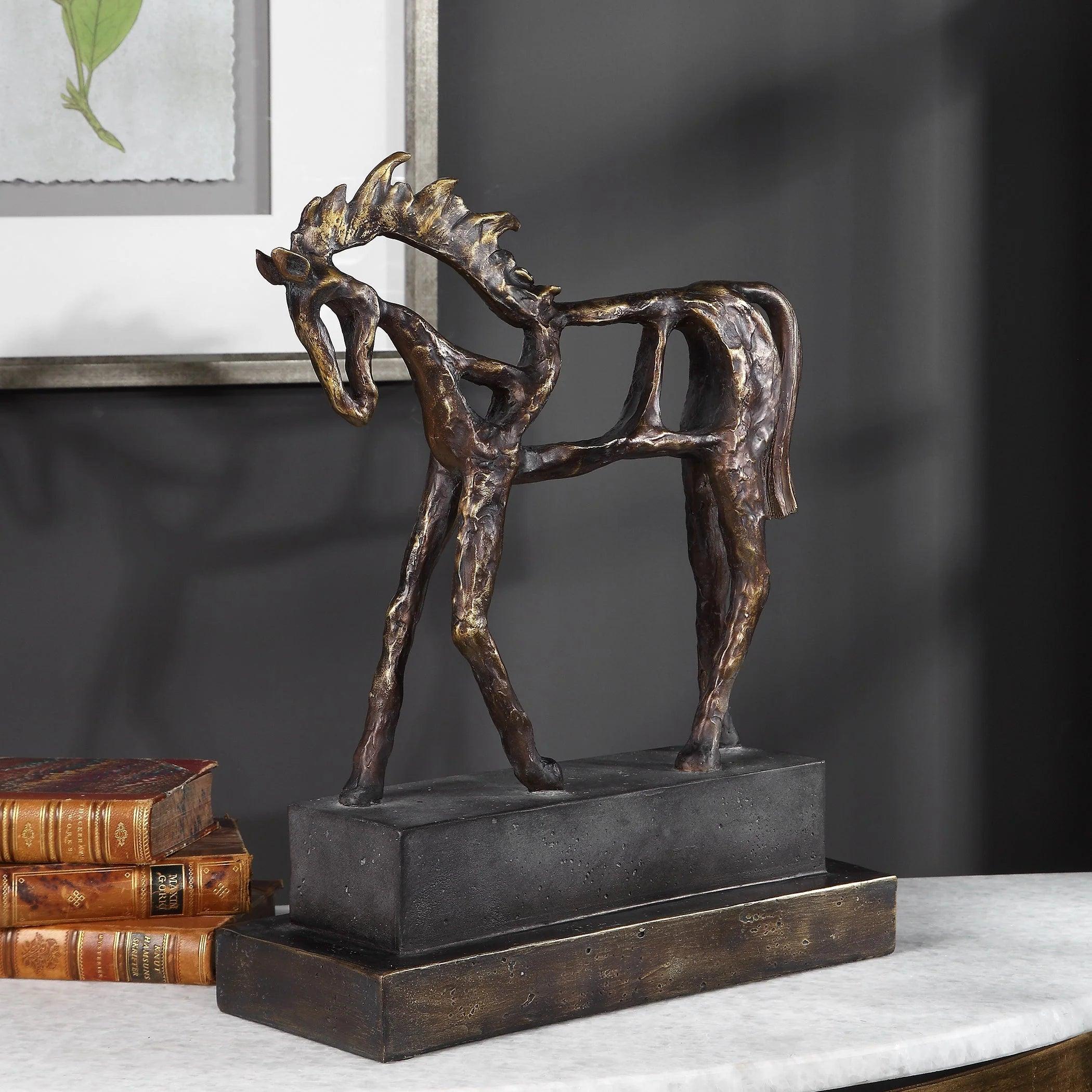 Antiqued Bronze Horse Sculpture - Your Western Decor