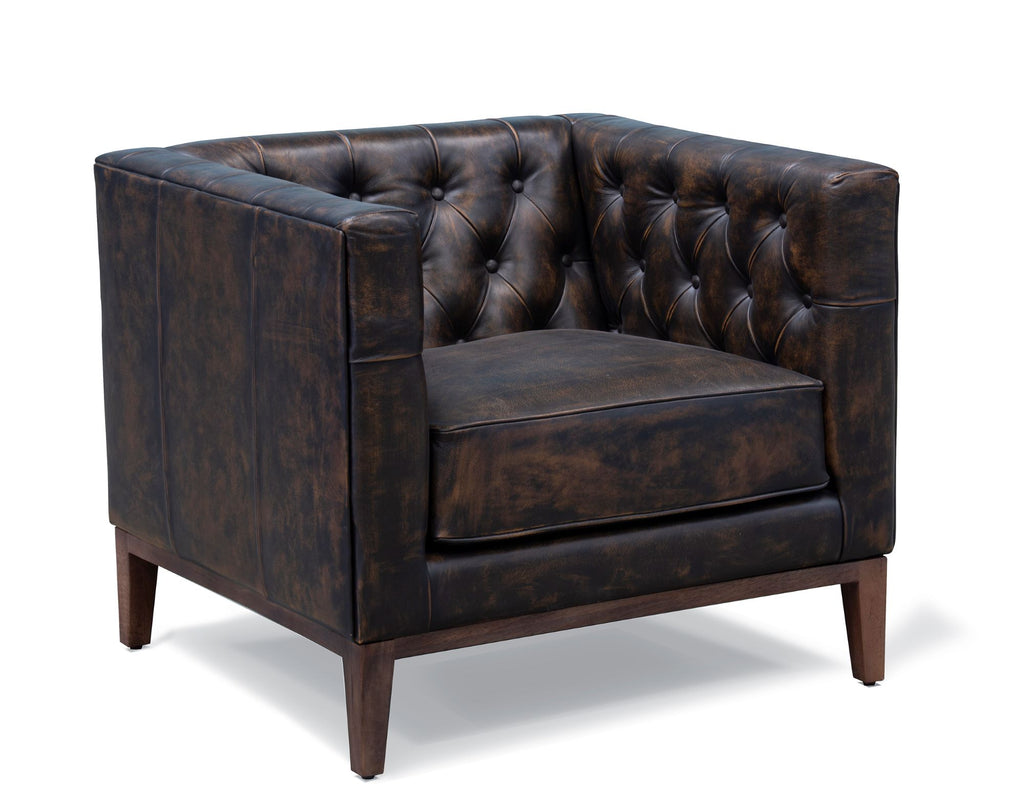 Antiqued Leather Tufted Club Chair - Your Western Decor