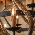 Large Western chandelier with naturally shed elk antlers