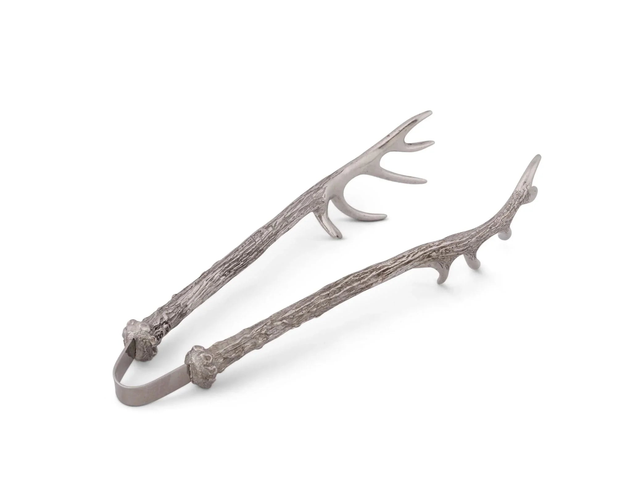 Decorative pewter tongs with antler design - Your Western Decor