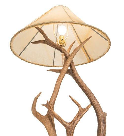 elk antler floor lamp handmade in USA with rawhide shade