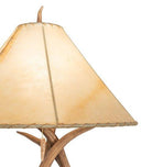 American made Antler Sheds Floor Lamp with natural rawhide shade detail - Your Western Decor