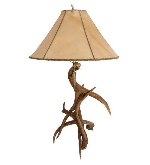 Antler Sheds Table Lamp with Natural Rawhide Shade - Your Western Decor