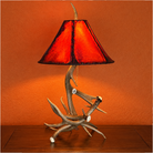 genuine whitetail deer antler table lamp with handmade amber Cachito rawhide lamp shade