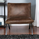 Leather upholstered slipper accent chair - Your Western Decor