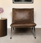 Genuine leather armless accent chair - Your Western Decor