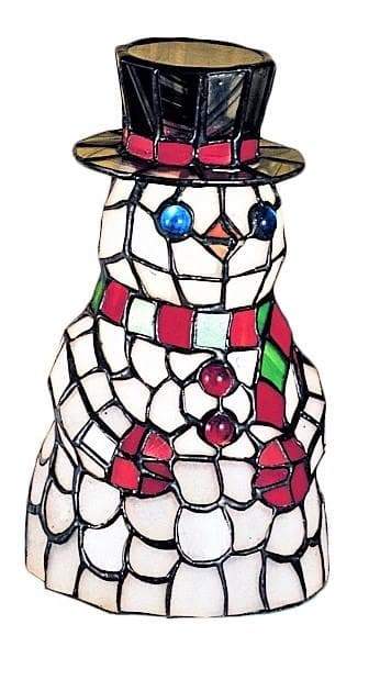 Tiffany art glass snowman table lamp. 8.5". Your Western Decor
