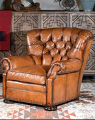 American made Artisan Leather Tufted Chair and Ottoman - Your Western Decor