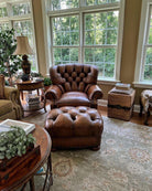 Artisan Leather Tufted Chair an Ottoman - Your Western Decor